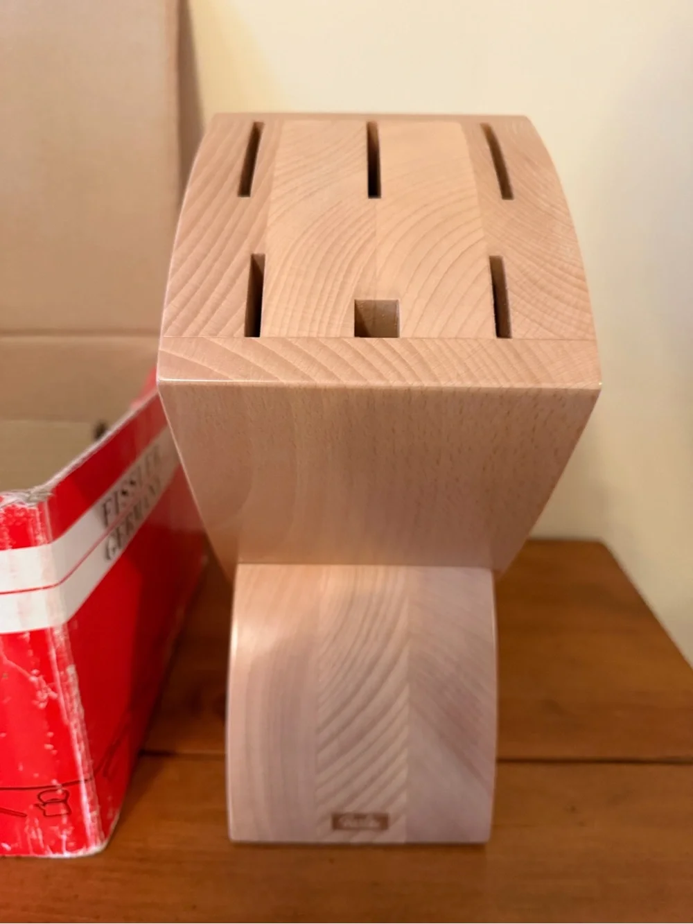 Fissler Solid Beechwood Knife Block - Never Used.  Knives are not included.